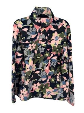 Vera Bradley | 1/4 Button Snap Sporty Fleece Rosa Camo Floral Pattern Size M